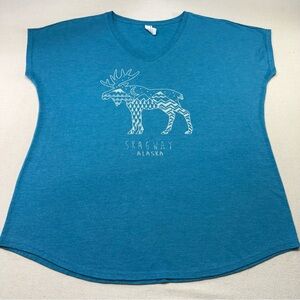 Skagway Alaska Tri-Blend Aqua Blue T-Shirt - Size XL
